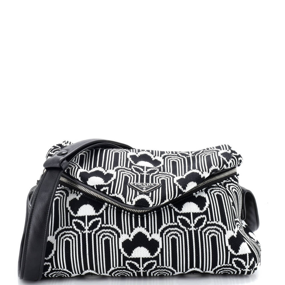 Prada Medium Signaux Shoulder Bag Jacquard Knit